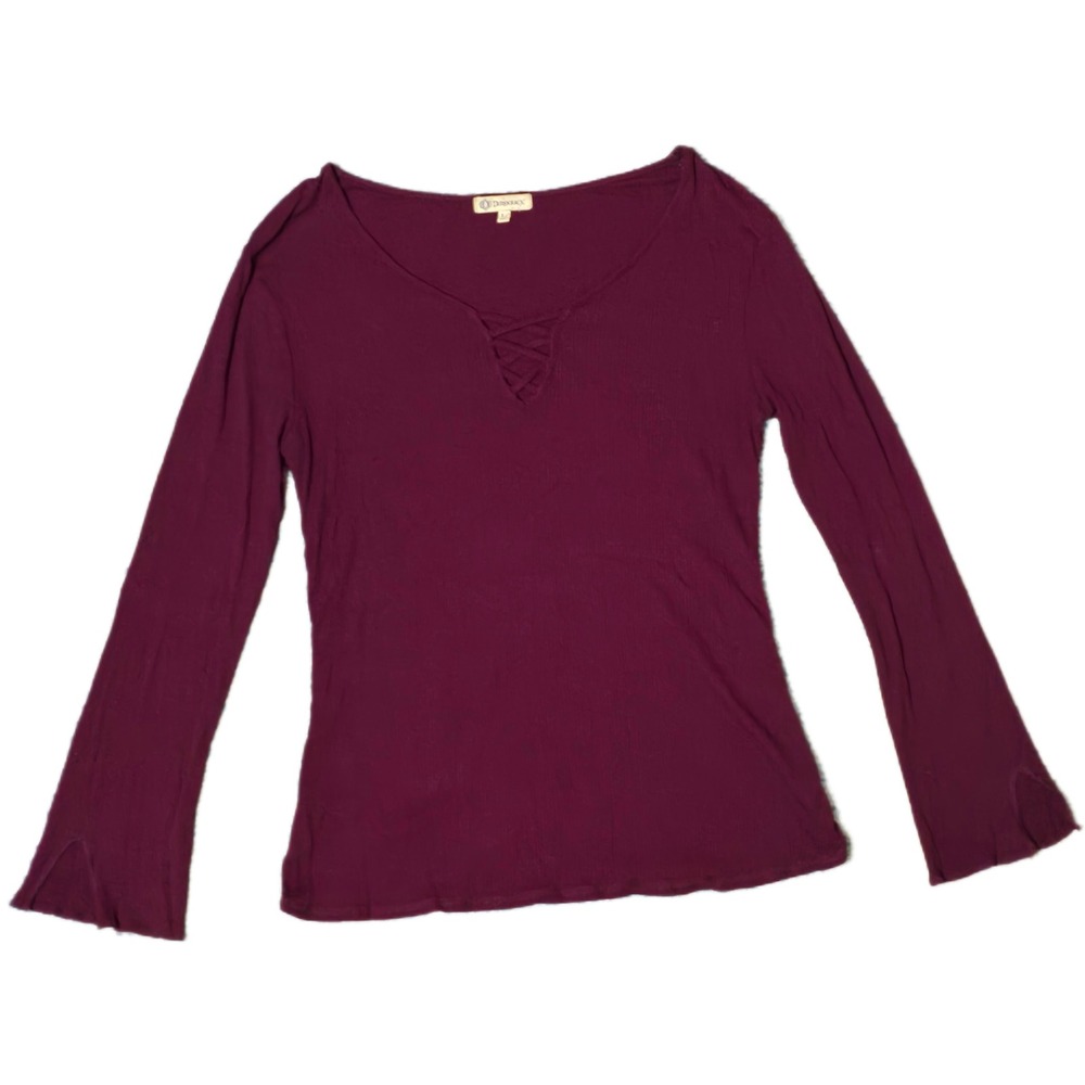 Democracy Women's Long Sleeve Ribbed Criss Cross Top - Size XL
(U)